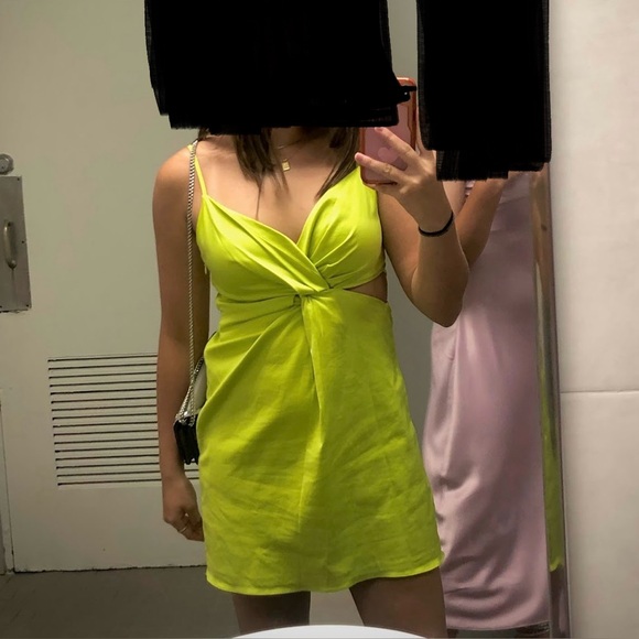 Zara Asymmetrical Lime Dress - Picture 2 of 2